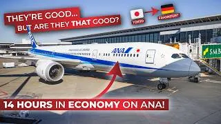 Thumbnail: BRUTALLY HONEST | 14h in ECONOMY on ANA from Tokyo Haneda to Frankfurt aboard the Boeing 787-9!
