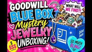 Thumbnail: GOODWILL BLUE BOX MYSTERY JEWELRY UNBOXING/WAS THIS A WASTE OF MONEY😤or Did I get LUCKY!!😍 VD84