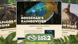 Thumbnail: Lowland Gorilla, Galapagos Tortoise, Rainbowfish & More! 🦅🐍 Planet Zoo 2 Zoopedia Update #9
