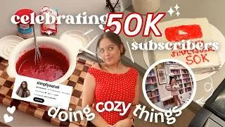 Thumbnail: no budget book shopping & baking to celebrate 50k! 🍰🎈✨