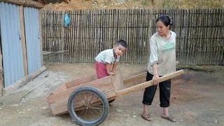 Thumbnail: Crafting a crude wooden cart by hand—a poor mother's joy.