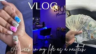 Thumbnail: A week in a life as a full time nail tech : clients , monomer almost messed up my floors and more