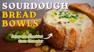 Thumbnail: Best Corn Chowder Recipe + Homemade Sourdough Bread Bowls