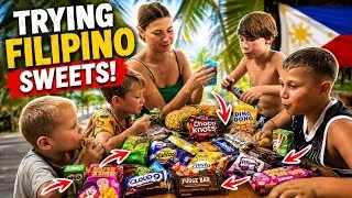 Thumbnail: A HUGE PILE OF FILIPINO SWEETS! 🇵🇭 Trying Them as a Family 🍭😋