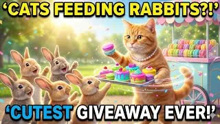 Thumbnail: You Won’t Believe What This Cat Gave the Rabbits! 😲🍰 CUTEST GIVEAWAY!