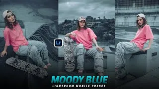 Thumbnail: Moody Blue Lightroom Preset – FREE Download & Cinematic Editing Tutorial (2025) 🎞️✨