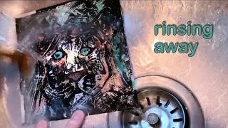 Thumbnail: Three Faces: Ink Resist Tiger & Two Collages (& the agony of covering a painting with black ink)
