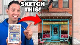 Thumbnail: Sketch a Charming Café Storefront in One-Point Perspective (Beginner Friendly)