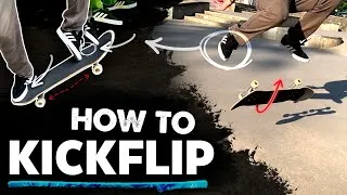 Thumbnail: HOW TO KICKFLIP - Beginner Skateboard Tricks Tutorial (Slow Motion) Easy Kickflips Common Mistakes