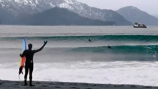 Thumbnail: Surf Report: Water Temp (3°C/37°F) Waves (Good to Epic) Crowd (1 Bear)