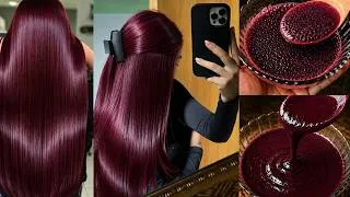 Thumbnail: 🟣Diy Trendy Burgundy shiny Hair Dye 💜 Grey Hair covergae ✨️Get Soft Shiny Long Hair 💥