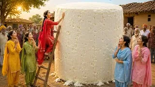 Thumbnail: A 20-Foot Giant Paneer Grew in a Village Field! | 5 Sisters Fed the Entire Village ❤️ #gaint fruit 