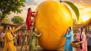 Thumbnail: 🥭 100 Feet Ka Sone Ka Giant Aam!😱 5 Behno Ne Pura Gaon Khila Diya| #mango #village 
