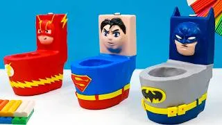 Thumbnail: Making Toilet Superheroes Superman, Batman, The Flash with Polymer Clay 🕷 Clay Speed Build