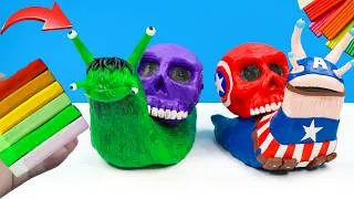 Thumbnail: Making Snails Superheroes Hulk, Captain America  with Polymer Clay 🕷 Clay Speed Build