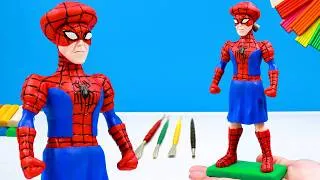 Thumbnail: Making Superhero Spider-man x Granny Scary Teacher Fusion with Clay 🕷 Polymer Clay Speed Build