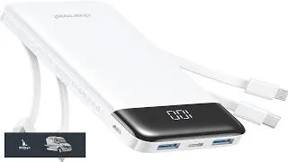 Thumbnail: charmast Power Bank Portable Charger with Reinforced Built in 4 Cables