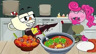 Thumbnail: 🥡 Rainbow Friends play Crocodile   Mukbang Animation Black Bean Noodles, Burger Eating SlimeToons