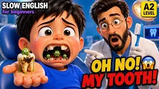 Thumbnail: He Secretly Ate Candy Every Night... Then He Lost His Tooth! 🍬😱 | Easy English Listening (A2)