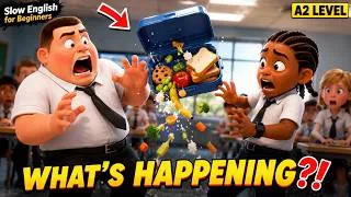 Thumbnail: The School Bully Opened His Lunch... Then Everyone Regretted It! 🍱😱 | Easy English Listening (A2)