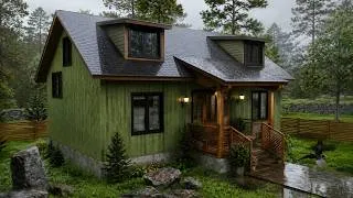 Thumbnail: Modern Small House Design | Beautiful Green Cottage with 2 Bedrooms & Cozy Front Porch