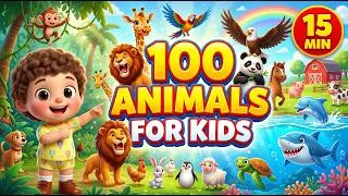 Thumbnail: 100 Animal Names and Sounds for Kids 🦁 | Learn Wild, Farm & Ocean Animals