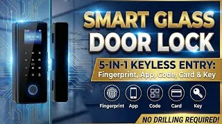 Thumbnail: Fingerprint Bluetooth Glass Door Lock | HAHA-Lock App | 5-in-1 Smart Glass Door Lock