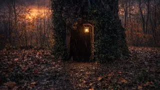 Thumbnail: Building a Forest Shelter from a Fallen Tree  Silent Camping & Campfire Cooking