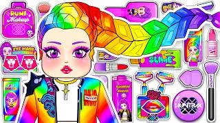 Thumbnail: 💖Paper DIY💖KPOP DEMON HUNTERS Rumi roblox Colorful Hair + Skincare + Makeup Blind Bag Unboxing