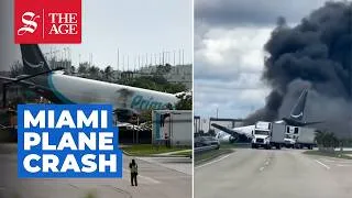 Thumbnail: Amazon plane overruns runway and bursts into flames