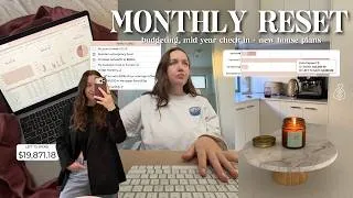 Thumbnail: RESET WITH ME 💸  budgeting, yearly goals check in + buying a new house? 👀🏠