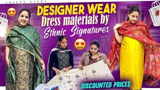 Thumbnail: Designer DressMaterials By Ethnic Signatures | Puna Silk , Chanderi , Kora , Banaras , Matka , Lenin