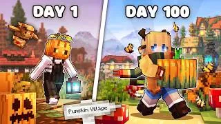 Thumbnail: We Spent 100 Days Transforming a Pumpkin Village in Minecraft!