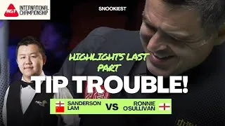 Thumbnail: Ronnie O’Sullivan’s Shocking Tip Trouble vs Sanderson Lam | International Championship 2025 | Part 2
