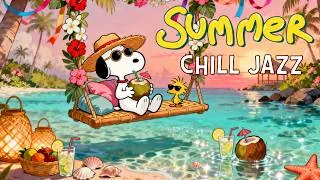 Thumbnail: Summer Chill Jazz with Snoopy 🌺🌊 Gentle Jazz for Seaside Sunsets at Snoopy Station