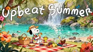 Thumbnail: Snoopy's Summer Waterfall Picnic 🍓🌼 Feel-Good Jazz for Hidden Lagoon & Relaxation by Snooze Jazz