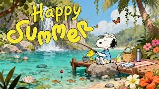 Thumbnail: Snoopy's Go Fishing in Hidden Lagoon 🌺🌊  Feel-Good Jazz for Lakeside Picnics & Happy Days