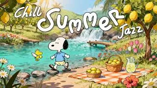 Thumbnail: Snoopy 's Summer Riverside Picnic 🍋🌿 Feel-Good Jazz for Lemon Garden & Sunny Days