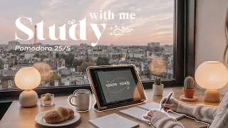Thumbnail: 2-HOUR STUDY WITH ME at Sunset 🌇 | Relaxing Piano | Pomodoro 25 - 5, Spring 2026 🌸