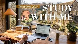 Thumbnail: 2-HOUR STUDY WITH ME at Sunrise | 🎹Calm Piano | Pomodoro 25/5, Spring 2026 🌸