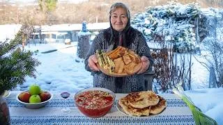 Thumbnail: Grandma cooking village comfort food on a snowy winter day ❄️🔥