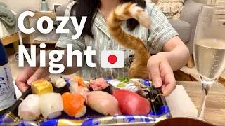 Thumbnail: Celebrating 1,000 Subs with My Cat 🐈🥂 | Sushi & a Cozy Day Off in Japan 🇯🇵
