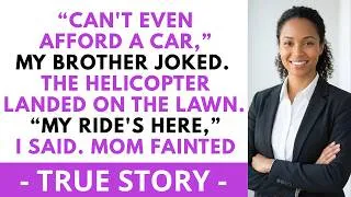 Thumbnail: At The Family Meeting, They Called Me Poor—Then My Helicopter Landed...| Soft Revenge