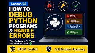 Thumbnail: How to Debug Python Programs & Handle Errors | Learn Python in 5 Minutes | STEM Toolkit