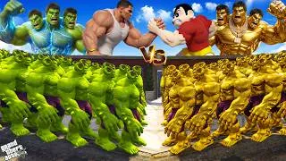 Thumbnail: Franklin Green Hulk Green Gang Vs Shinchan Gold HULK Gold Gang In GTA 5