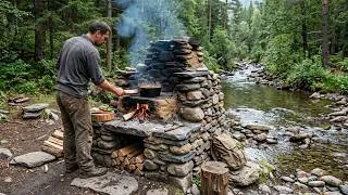 Thumbnail: Deep Forest Survival: Catching Fish and Cooking on a Stone Fire Stove | Bushcraft, Survival