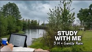 Thumbnail: 3 HOUR STUDY WITH ME 🦆🌧️ | Gentle Rain by the Lake | No Music | Pomodoro 25/5