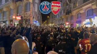 Thumbnail: Arsenal And PSG Fans Run Into Each Other In The Streets Of Budapest