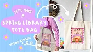 Thumbnail: How I Make My Spring Library Tote Bags (The Hard Way) 🌷#smallbusinessvlog #springcrafts  #etsyshop