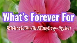 Thumbnail: What’s Forever For - Michael Martin Murphey - Lyrics